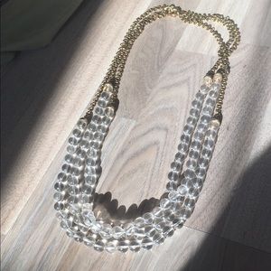 Clear Resin Beaded Layered Statement Necklace